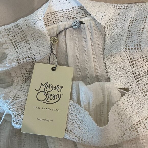 Margaret O'Leary Ivory Crochet & Gauze Boho 'Peasant Blouse Women's Size XS - Picture 5 of 14